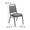 HERCULES Series Trapezoidal Back Stacking Banquet Chair with 2.5" Thick Seat in Gray Fabric - Silver Vein Frame