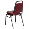 HERCULES Series Trapezoidal Back Stacking Banquet Chair in Burgundy Vinyl - Silver Vein Frame