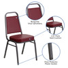 HERCULES Series Trapezoidal Back Stacking Banquet Chair in Burgundy Vinyl - Silver Vein Frame