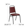 HERCULES Series Trapezoidal Back Stacking Banquet Chair in Burgundy Vinyl - Silver Vein Frame