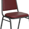 HERCULES Series Trapezoidal Back Stacking Banquet Chair in Burgundy Vinyl - Silver Vein Frame