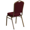 HERCULES Series Crown Back Stacking Banquet Chair in Burgundy Fabric - Gold Frame