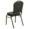 HERCULES Series Crown Back Stacking Banquet Chair in Green Patterned Fabric - Gold Vein Frame