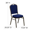 HERCULES Series Crown Back Stacking Banquet Chair in Navy Blue Patterned Fabric - Gold Vein Frame