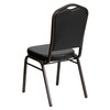 HERCULES Series Crown Back Stacking Banquet Chair in Black Vinyl - Gold Vein Frame