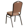 HERCULES Series Crown Back Stacking Banquet Chair in Gold Diamond Patterned Fabric - Gold Vein Frame