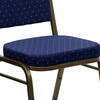 HERCULES Series Crown Back Stacking Banquet Chair in Navy Blue Dot Patterned Fabric - Gold Vein Frame