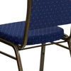 HERCULES Series Crown Back Stacking Banquet Chair in Navy Blue Dot Patterned Fabric - Gold Vein Frame