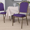 HERCULES Series Crown Back Stacking Banquet Chair in Purple Fabric - Gold Vein Frame