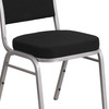 HERCULES Series Crown Back Stacking Banquet Chair in Black Fabric - Silver Frame