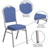 HERCULES Series Crown Back Stacking Banquet Chair in Blue Fabric - Silver Frame