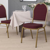 HERCULES Series Dome Back Stacking Banquet Chair in Burgundy Patterned Fabric - Gold Frame