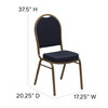 HERCULES Series Dome Back Stacking Banquet Chair in Navy Patterned Fabric - Gold Frame