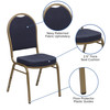 HERCULES Series Dome Back Stacking Banquet Chair in Navy Patterned Fabric - Gold Frame