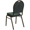 HERCULES Series Dome Back Stacking Banquet Chair in Green Patterned Fabric - Gold Vein Frame