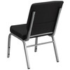 HERCULES Series 18.5''W Stacking Church Chair in Black Patterned Fabric - Silver Vein Frame