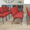 HERCULES Series 18.5''W Stacking Church Chair in Red Fabric - Silver Vein Frame