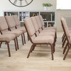 HERCULES Series 18.5''W Church Chair in Beige Fabric with Book Rack - Copper Vein Frame