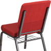 HERCULES Series 18.5''W Church Chair in Red Fabric with Cup Book Rack - Silver Vein Frame