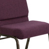 HERCULES Series 21''W Stacking Church Chair in Plum Fabric - Gold Vein Frame