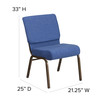 HERCULES Series 21''W Stacking Church Chair in Blue Fabric - Gold Vein Frame