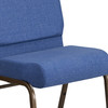 HERCULES Series 21''W Stacking Church Chair in Blue Fabric - Gold Vein Frame