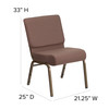 HERCULES Series 21''W Stacking Church Chair in Brown Dot Fabric - Gold Vein Frame