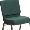 HERCULES Series 21''W Stacking Church Chair in Hunter Green Dot Patterned Fabric - Gold Vein Frame