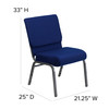 HERCULES Series 21''W Stacking Church Chair in Navy Blue Fabric - Silver Vein Frame