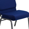 HERCULES Series 21''W Stacking Church Chair in Navy Blue Fabric - Silver Vein Frame