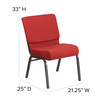 HERCULES Series 21''W Stacking Church Chair in Crimson Fabric - Silver Vein Frame