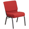HERCULES Series 21''W Stacking Church Chair in Crimson Fabric - Silver Vein Frame
