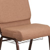 HERCULES Series 21''W Church Chair in Caramel Fabric with Cup Book Rack - Copper Vein Frame