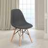 Elon Series Siena Gray Fabric Chair with Wooden Legs