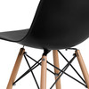 Elon Series Black Plastic Chair with Wooden Legs