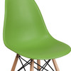 Elon Series Green Plastic Chair with Wooden Legs