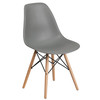 Elon Series Moss Gray Plastic Chair with Wooden Legs