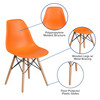 Elon Series Orange Plastic Chair with Wooden Legs