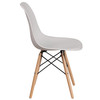 Elon Series White Plastic Chair with Wooden Legs