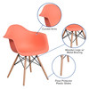 Alonza Series Peach Plastic Chair with Wooden Legs