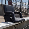 Malta Black Portable Lightweight Reclining Stadium Chair with Armrests, Padded Back & Seat with Dual Storage Pockets and Backpack Straps