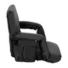 Malta Black Portable Lightweight Reclining Stadium Chair with Armrests, Padded Back & Seat with Dual Storage Pockets and Backpack Straps