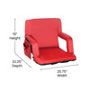 Malta Red Portable Lightweight Reclining Stadium Chair with Armrests, Padded Back & Seat with Dual Storage Pockets and Backpack Straps