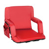 Malta Red Portable Lightweight Reclining Stadium Chair with Armrests, Padded Back & Seat with Dual Storage Pockets and Backpack Straps