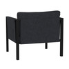 Lea Indoor/Outdoor Patio Chair with Cushions - Modern Steel Framed Chair with Storage Pockets, Black with Charcoal Cushions