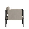 Lea Indoor/Outdoor Patio Chair with Cushions - Modern Steel Framed Chair with Storage Pockets, Black with Beige Cushions