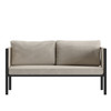 Lea Indoor/Outdoor Loveseat with Cushions - Modern Steel Framed Chair with Storage Pockets, Black with Beige Cushions