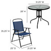 Nantucket 6 Piece Navy Patio Garden Set with Umbrella Table and Set of 4 Folding Chairs