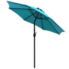Sunny Teal 9 FT Round Umbrella with Crank and Tilt Function and Standing Umbrella Base