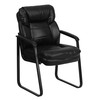 Isla Black LeatherSoft Executive Side Reception Chair with Lumbar Support and Sled Base